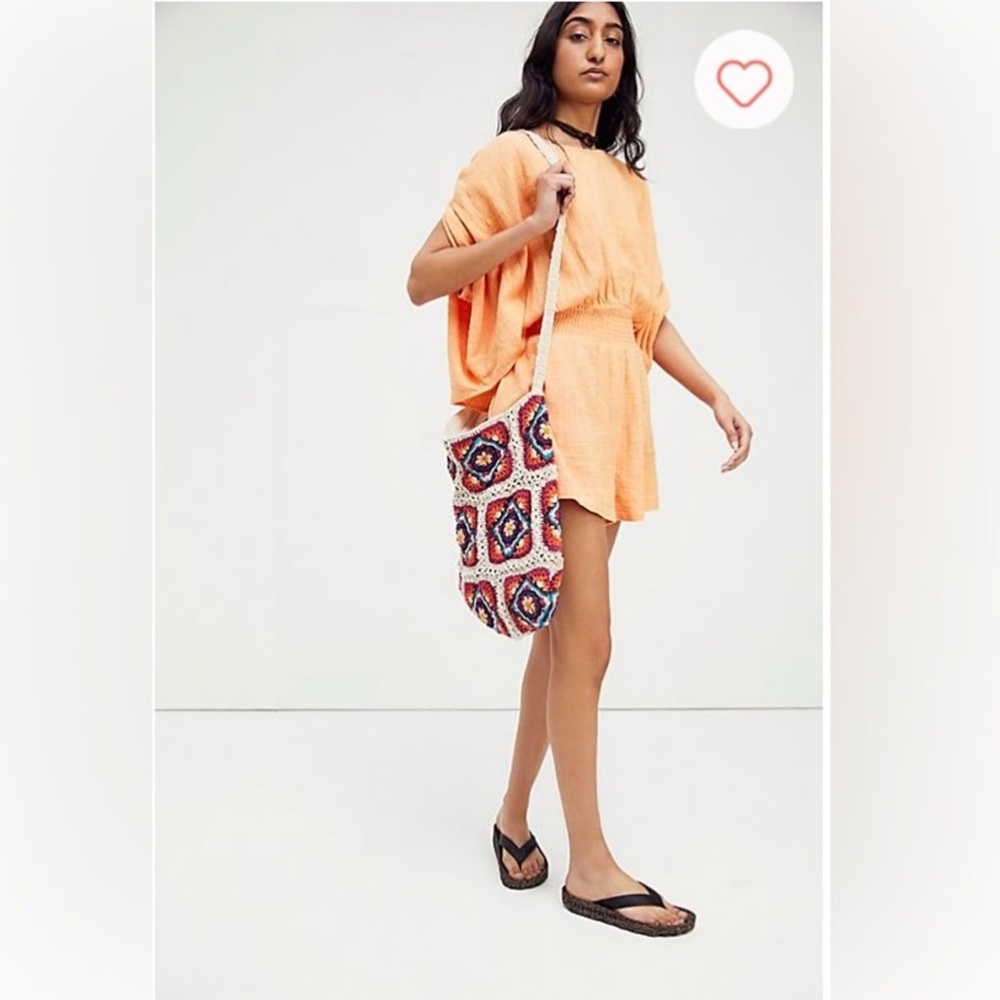 FREE PEOPLE Womens 100% Cotton Draped Backless Butterfly Dolman Sleeve Romper S